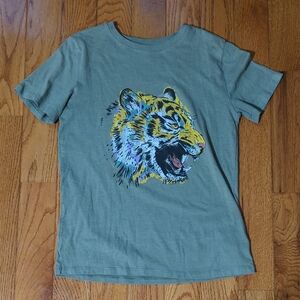 Cat & Jack Olive Tiger Graphic Tee